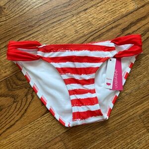 Xhilaration Juniors' Red and White Striped Bikini Bottom - Size XS - NWT